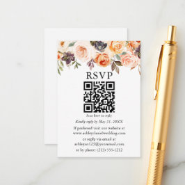 Waterverf herfst Floral Wedding QR RSVP Informatiekaartje