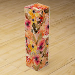 Waterverf herfst Floral Wijn<br><div class="desc">Een collage van elegante herfstbloemen en elegante herfstbladeren bedekt deze wijngifdoos. Punten in onze winkel koppelen.</div>