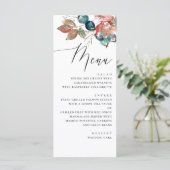 Waterverf herfst florale tuinbruiloft. Blauwbes Menu (Staand voorkant)