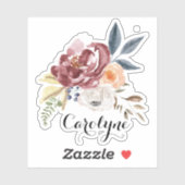 Waterverf herfst Florals Aangepaste naam Sticker (Vel)