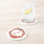 Waterverf herfst Florals Aangepaste naam Zandsteen Onderzetter (Zijkant)