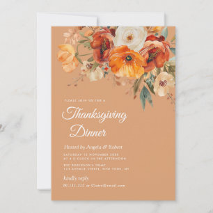 waterverf herfst Florals Thanksgiving Diner Kaart
