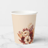 Waterverf Herfst Flowers-Cream en Red- Papieren Bekers (Achterkant)