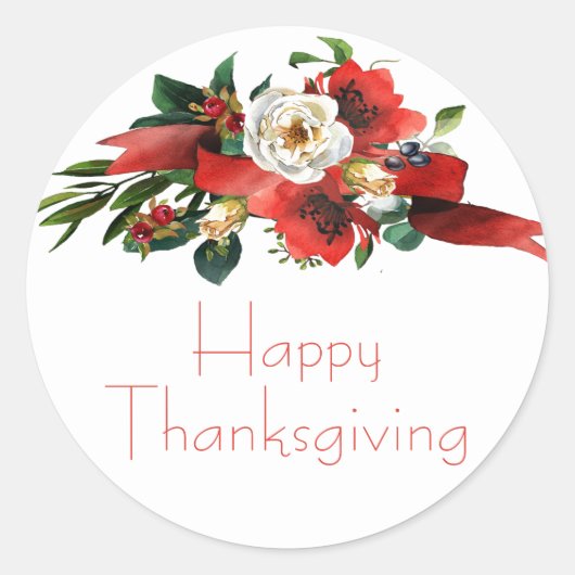 Waterverf Herfst Flowers Ronde Sticker (Voorkant)