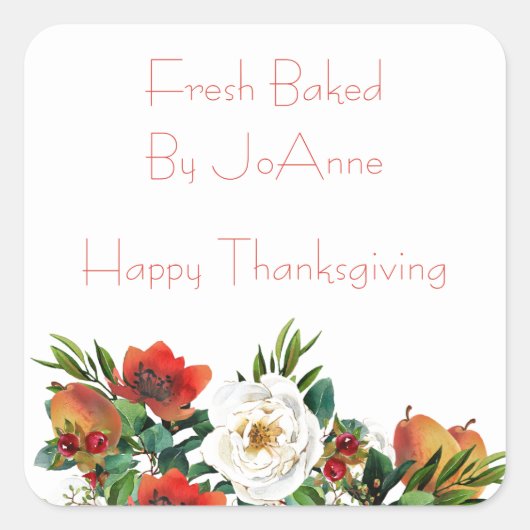 Waterverf Herfst Flowers Vierkante Sticker (Voorkant)