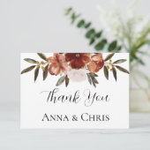 WATERVERF HERFST FLOWERS WEDING BEDANKKAART (Staand voorkant)