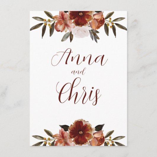 WATERVERF HERFST FLOWERS WEDING MENU (Achterkant)