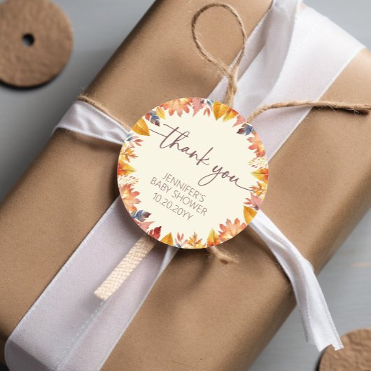 Waterverf Herfst Foilage Baby shower dank u Ronde Sticker