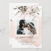 Waterverf Herfst Foliage Blush Roze Stoffig Roos Kaart (Voorkant / Achterkant)