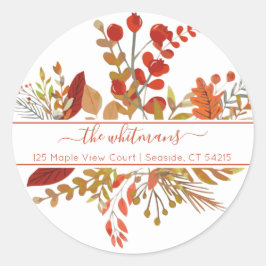 Waterverf Herfst Foliage Return-adres Ronde Sticker
