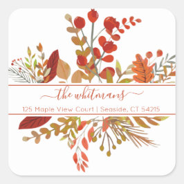 Waterverf Herfst Foliage Return-adres Vierkante Sticker