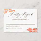 Waterverf Herfst Foliage Wedding RSVP Informatiekaartje (Voorkant)