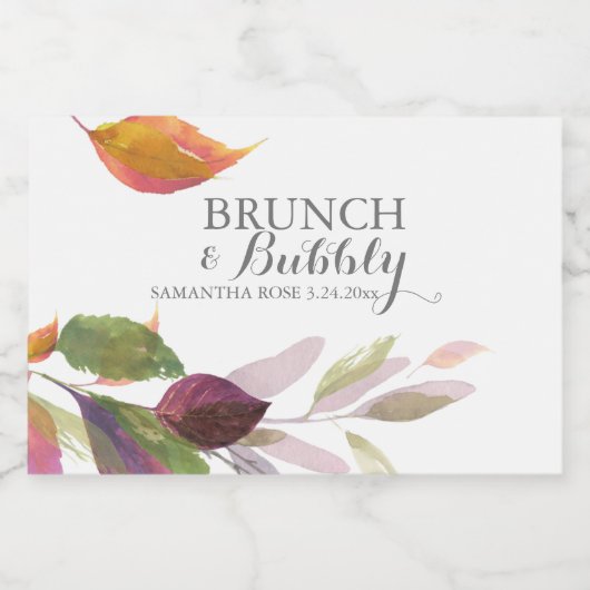 Waterverf Herfst Foliage Wedding Sparkling Wijnetiket (Enkel label)