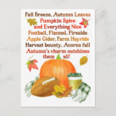 Waterverf Herfst Football Pumpkin Latte Poem Briefkaart (Voorkant)