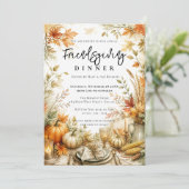 Waterverf Herfst Friendsgiving Potluck Diner Kaart (Staand voorkant)