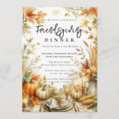 Waterverf Herfst Friendsgiving Potluck Diner Kaart (Voorkant)