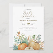 Waterverf herfst gebladerte pompoenen baby shower kaart (Voorkant)