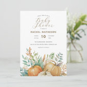 Waterverf herfst gebladerte pompoenen baby shower kaart (Staand voorkant)