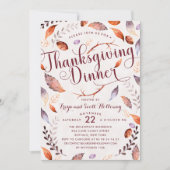 Waterverf Herfst gebladerte Thanksgiving Diner Kaart (Voorkant)