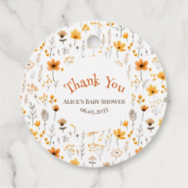 Waterverf herfst geel Wildflower Baby Sticker Bedankjes Labels