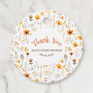 Waterverf herfst geel Wildflower Baby Sticker Bedankjes Labels