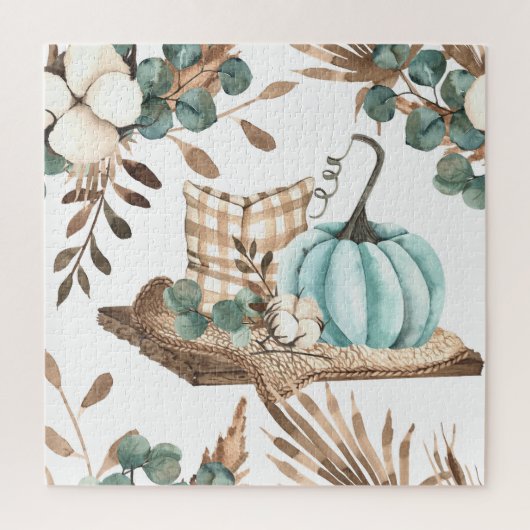 Waterverf herfst: gekleurd pompoenpatroon legpuzzel (Verticaal)