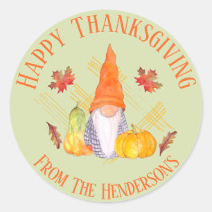 Waterverf Herfst gnomen, pompoenen en bladeren 2 Ronde Sticker