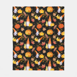 Waterverf Herfst gnomen, pompoenen en bladeren Fleece Deken