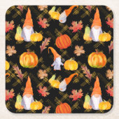 Waterverf Herfst gnomen, pompoenen en bladeren Kartonnen Onderzetters (Voorkant)