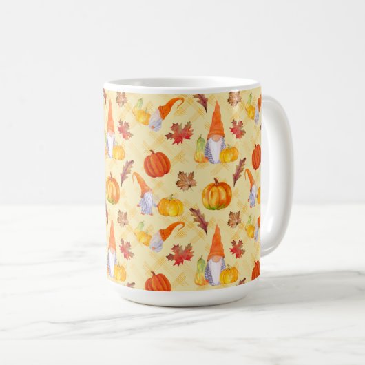 Waterverf Herfst gnomen, pompoenen en bladeren Koffiemok (Voorkant rechts)