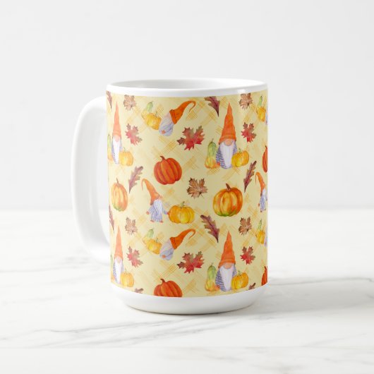 Waterverf Herfst gnomen, pompoenen en bladeren Koffiemok (Voorkant links)