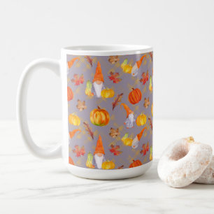 Waterverf Herfst gnomen, pompoenen en bladeren Koffiemok