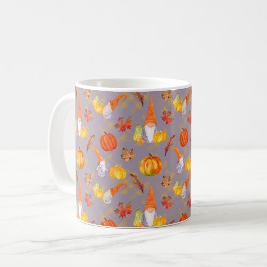 Waterverf Herfst gnomen, pompoenen en bladeren Koffiemok (Voorkant links)