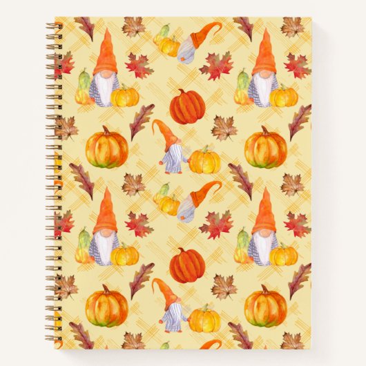 Waterverf Herfst gnomen, pompoenen en bladeren Notitieboek (Voorkant)