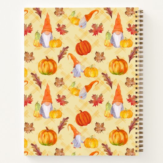 Waterverf Herfst gnomen, pompoenen en bladeren Notitieboek (Achterkant)