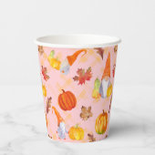 Waterverf Herfst gnomen, pompoenen en bladeren Papieren Bekers (Achterkant)