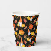 Waterverf Herfst gnomen, pompoenen en bladeren Papieren Bekers (Achterkant)