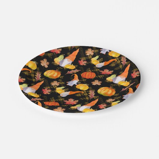 Waterverf Herfst gnomen, pompoenen en bladeren Papieren Bordje (Gekanteld)