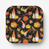 Waterverf Herfst gnomen, pompoenen en bladeren Papieren Bordje (Voorkant)