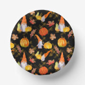 Waterverf Herfst gnomen, pompoenen en bladeren Papieren Kommen (Voorkant)