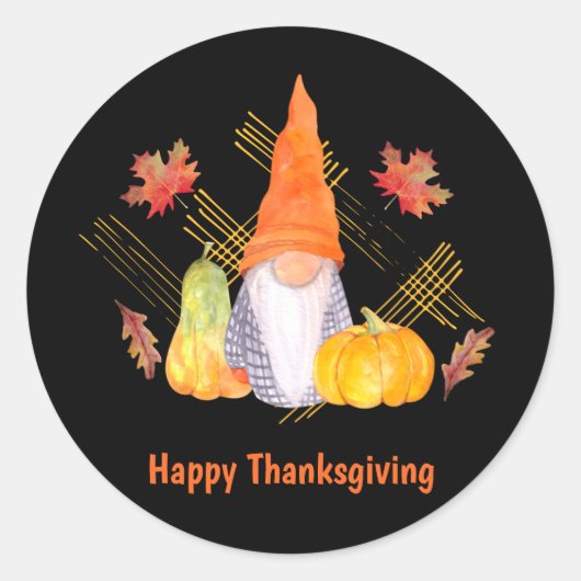 Waterverf Herfst gnomen, pompoenen en bladeren Ronde Sticker (Voorkant)