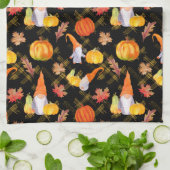Waterverf Herfst gnomen, pompoenen en bladeren Theedoek (Gevouwen)