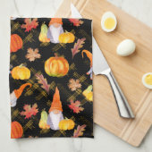 Waterverf Herfst gnomen, pompoenen en bladeren Theedoek (Quarter Fold)