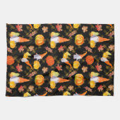 Waterverf Herfst gnomen, pompoenen en bladeren Theedoek (Horizontaal)