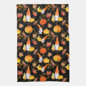 Waterverf Herfst gnomen, pompoenen en bladeren Theedoek (Verticaal)