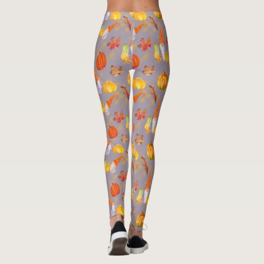 Waterverf Herfst gnomen, pompoenen en bladeren van Leggings (Achterkant)