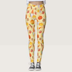 Waterverf Herfst gnomen, pompoenen en bladeren van Leggings