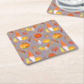 Waterverf Herfst gnomen, pompoenen en lederen vier Kartonnen Onderzetters (Schuin)