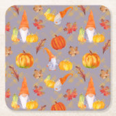 Waterverf Herfst gnomen, pompoenen en lederen vier Kartonnen Onderzetters (Voorkant)