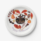 Waterverf Herfst Halloween Baby shower Whimsical Papieren Bordje (Voorkant)